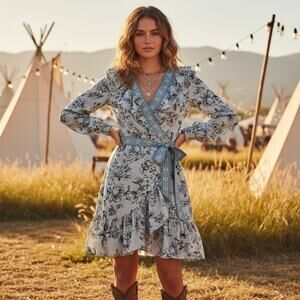 Anthropologie Floral Wrap Style Dress